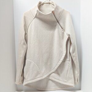 Athleta Cozy Karma Asym Pullover in Light Oatmeal Heather